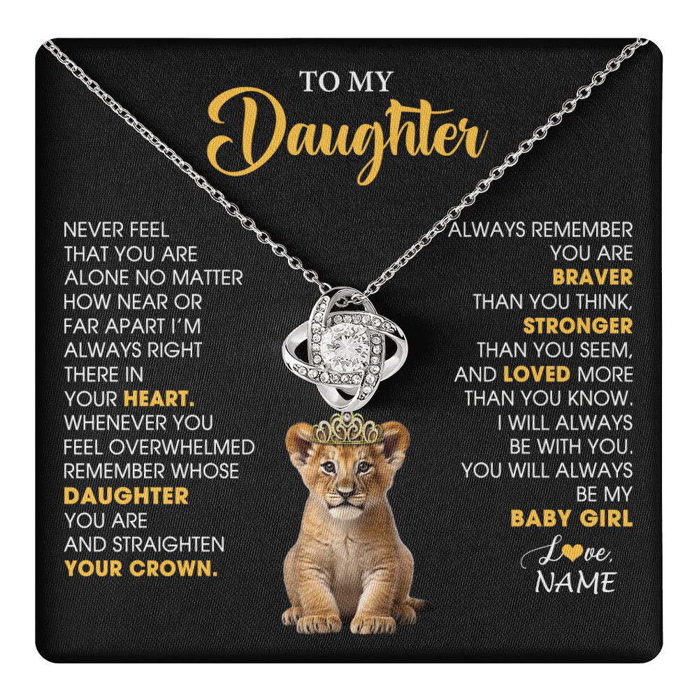 Personalized To My Daughter Necklace From Mom Dad Never Feel You Are Alone Lion Birthday Gift Daughter Valentines Christmas Gift Box Message Card