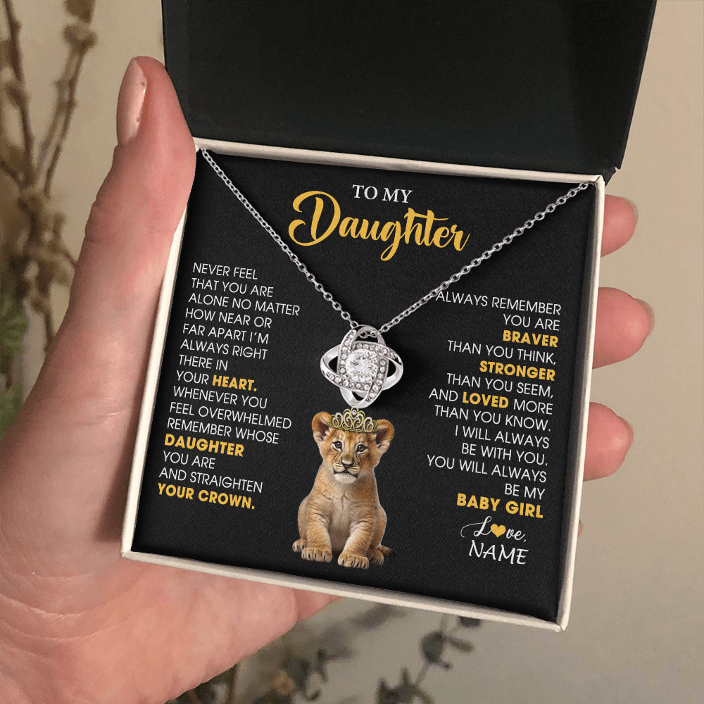 Personalized To My Daughter Necklace From Mom Dad Never Feel You Are Alone Lion Birthday Gift Daughter Valentines Christmas Gift Box Message Card
