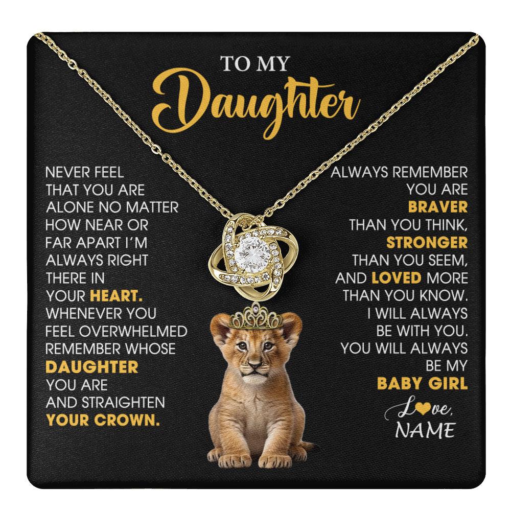 Personalized To My Daughter Necklace From Mom Dad Never Feel You Are Alone Lion Birthday Gift Daughter Valentines Christmas Gift Box Message Card