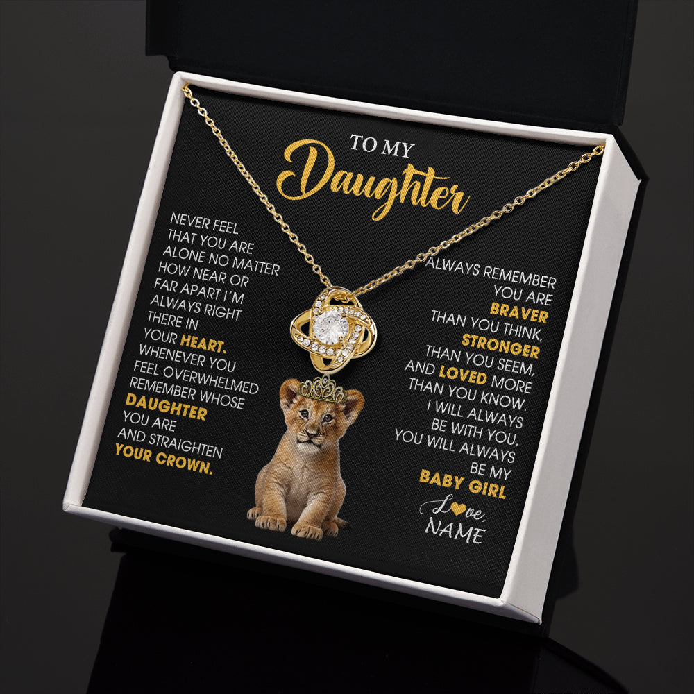 Personalized To My Daughter Necklace From Mom Dad Never Feel You Are Alone Lion Birthday Gift Daughter Valentines Christmas Gift Box Message Card