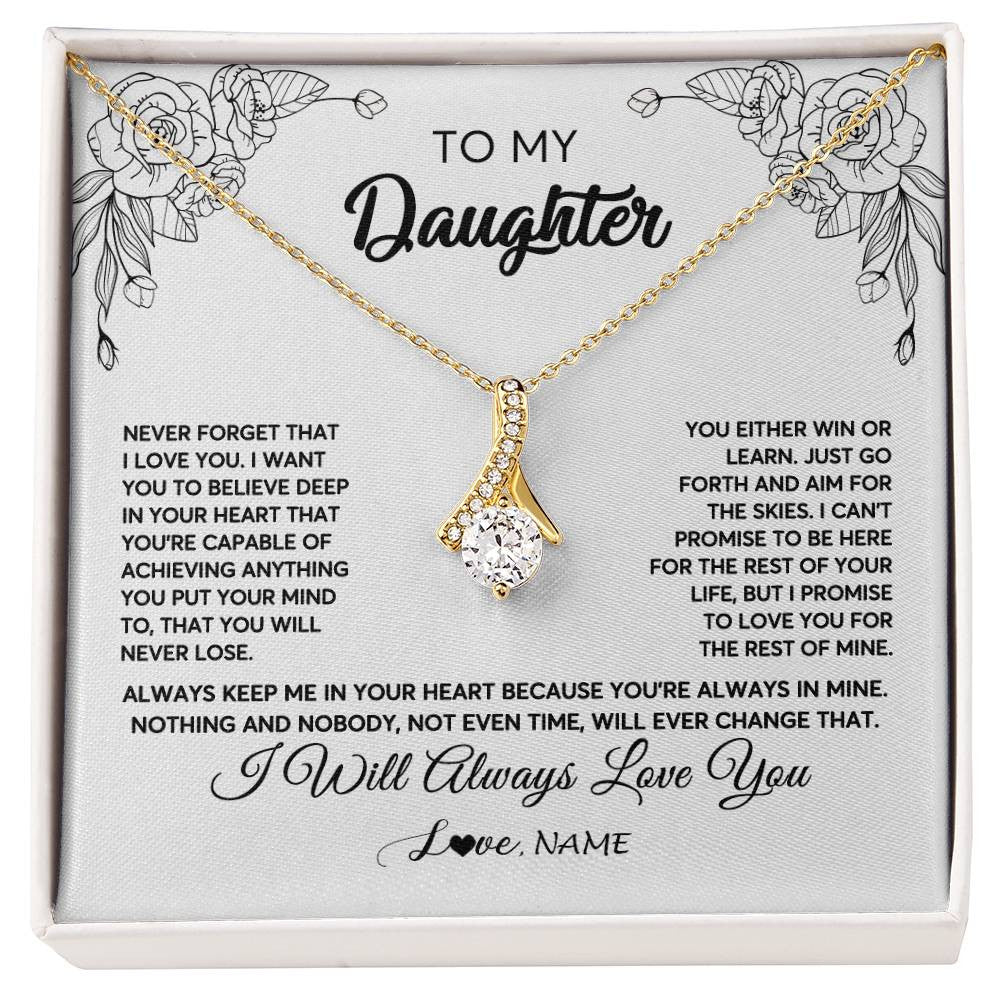 Personalized To My Daughter Necklace From Mom Dad Never Forget That I Love You Daughter Birthday Christmas Jewelry Pendant Customized Gift Box Message Card