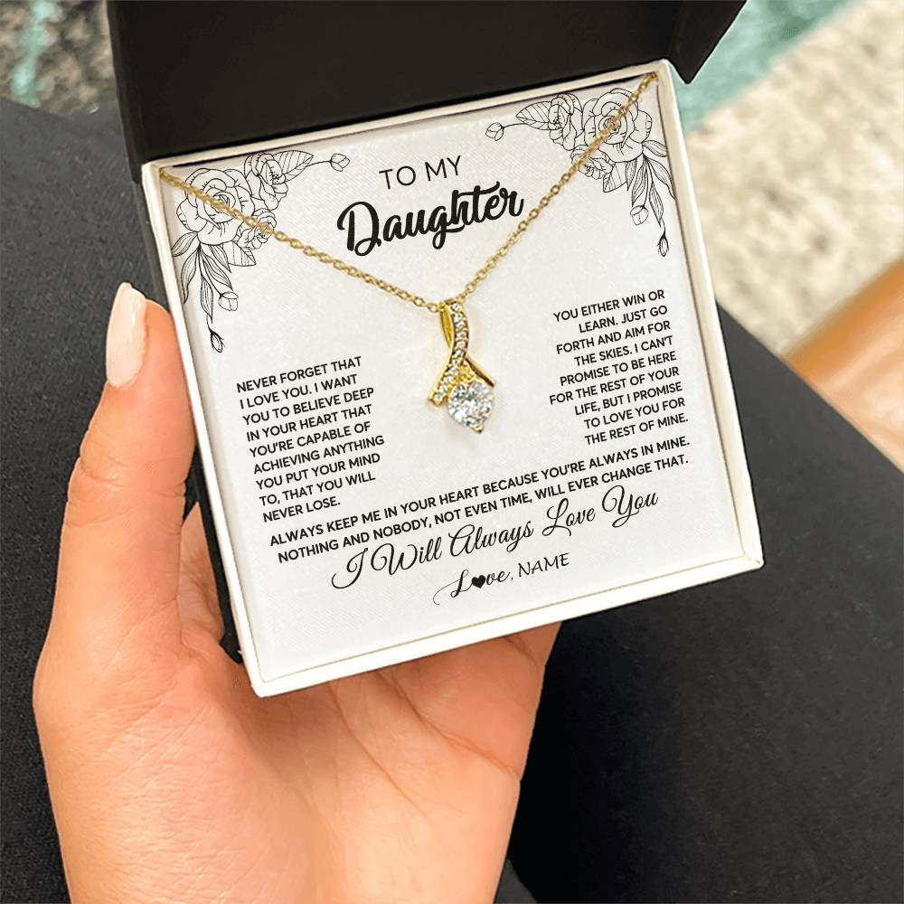 Personalized To My Daughter Necklace From Mom Dad Never Forget That I Love You Daughter Birthday Christmas Jewelry Pendant Customized Gift Box Message Card