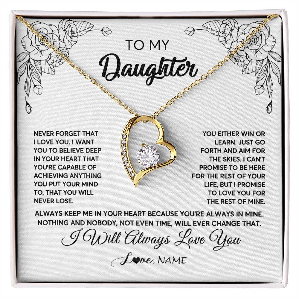 Personalized To My Daughter Necklace From Mom Dad Never Forget That I Love You Daughter Birthday Christmas Jewelry Pendant Customized Gift Box Message Card