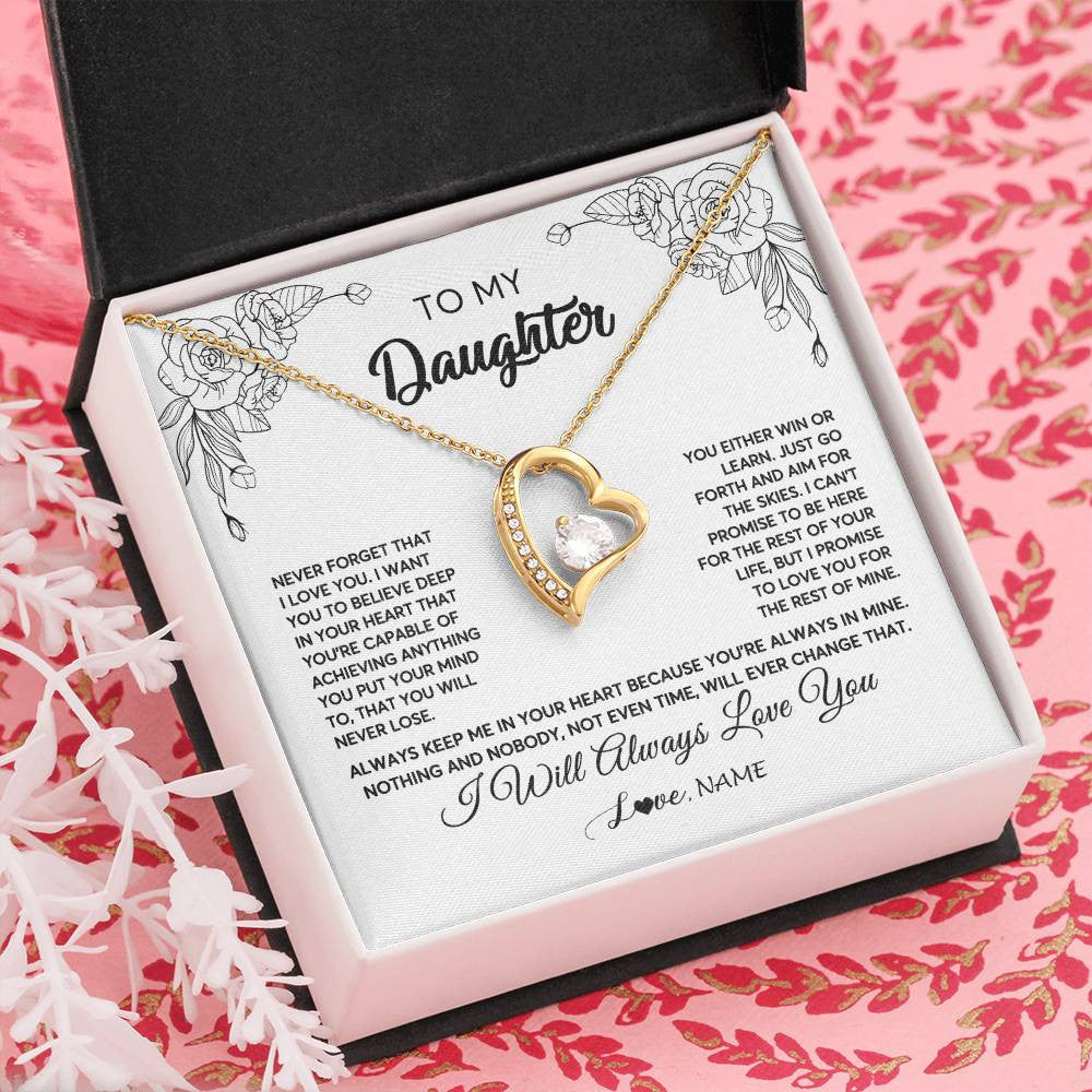 Personalized To My Daughter Necklace From Mom Dad Never Forget That I Love You Daughter Birthday Christmas Jewelry Pendant Customized Gift Box Message Card