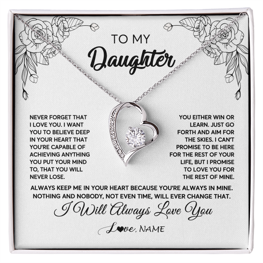 Personalized To My Daughter Necklace From Mom Dad Never Forget That I Love You Daughter Birthday Christmas Jewelry Pendant Customized Gift Box Message Card