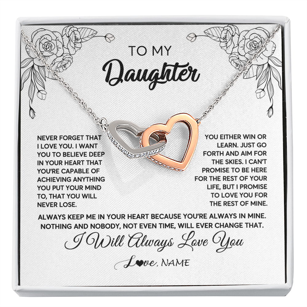 Personalized To My Daughter Necklace From Mom Dad Never Forget That I Love You Daughter Birthday Christmas Jewelry Pendant Customized Gift Box Message Card