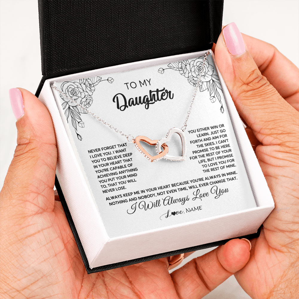 Personalized To My Daughter Necklace From Mom Dad Never Forget That I Love You Daughter Birthday Christmas Jewelry Pendant Customized Gift Box Message Card