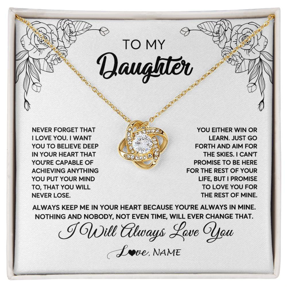 Personalized To My Daughter Necklace From Mom Dad Never Forget That I Love You Daughter Birthday Christmas Jewelry Pendant Customized Gift Box Message Card