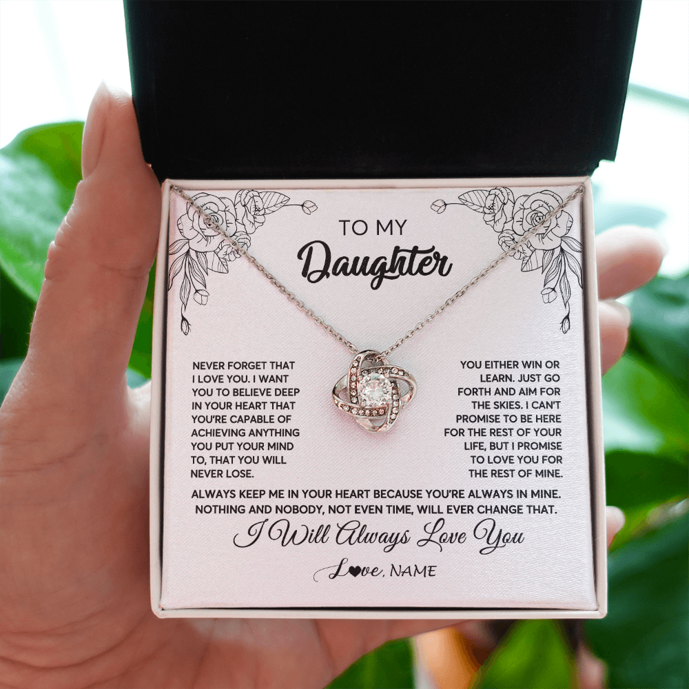 Personalized To My Daughter Necklace From Mom Dad Never Forget That I Love You Daughter Birthday Christmas Jewelry Pendant Customized Gift Box Message Card