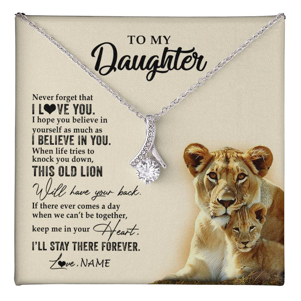 Personalized To My Daughter Necklace From Mom Mother This Old Lion Never Forget I Love You Daughter Jewelry Birthday Christmas Customized Gift Box Message Card