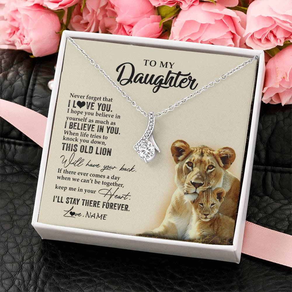 Personalized To My Daughter Necklace From Mom Mother This Old Lion Never Forget I Love You Daughter Jewelry Birthday Christmas Customized Gift Box Message Card