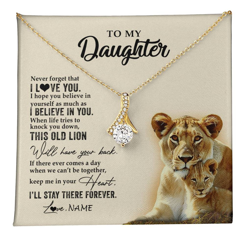 Personalized To My Daughter Necklace From Mom Mother This Old Lion Never Forget I Love You Daughter Jewelry Birthday Christmas Customized Gift Box Message Card