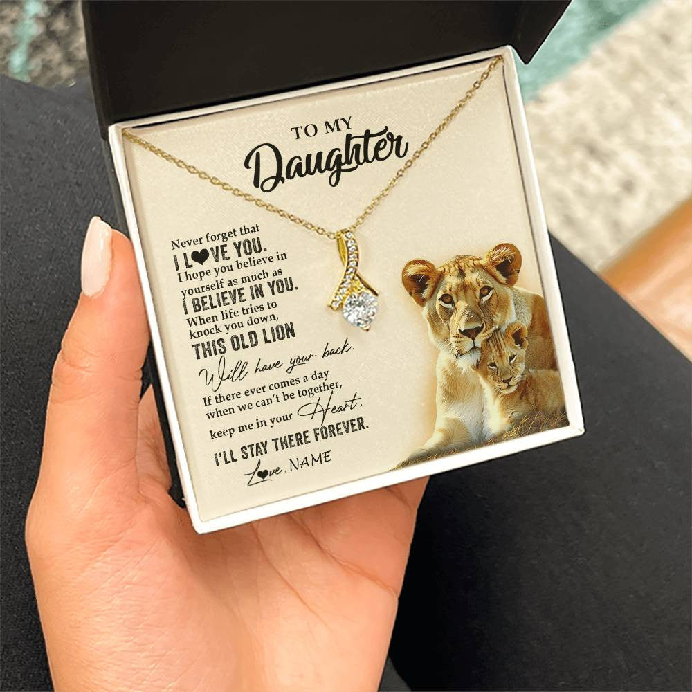 Personalized To My Daughter Necklace From Mom Mother This Old Lion Never Forget I Love You Daughter Jewelry Birthday Christmas Customized Gift Box Message Card