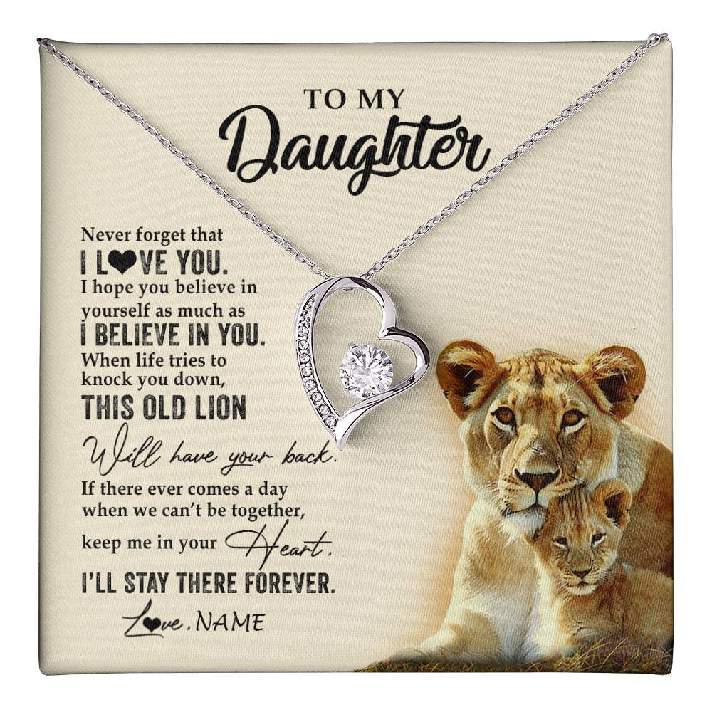 Personalized To My Daughter Necklace From Mom Mother This Old Lion Never Forget I Love You Daughter Jewelry Birthday Christmas Customized Gift Box Message Card