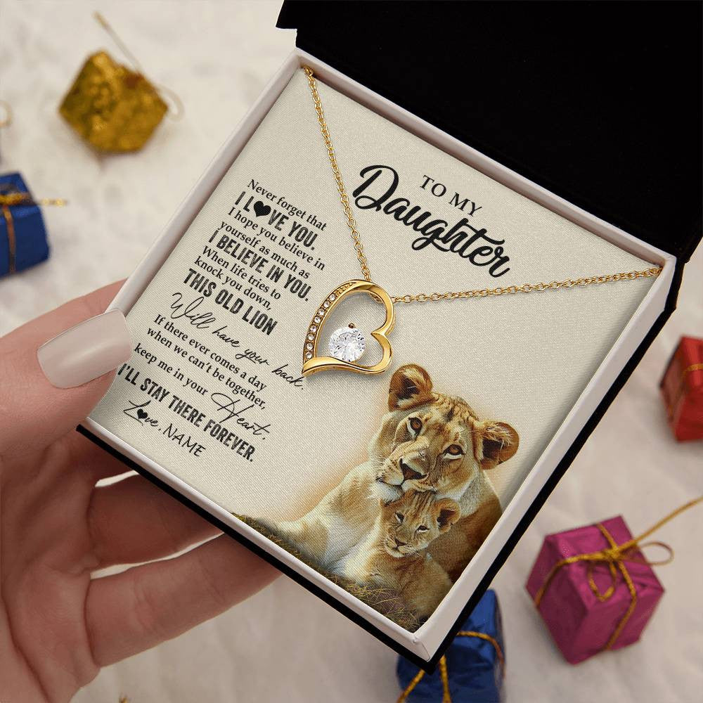 Personalized To My Daughter Necklace From Mom Mother This Old Lion Never Forget I Love You Daughter Jewelry Birthday Christmas Customized Gift Box Message Card