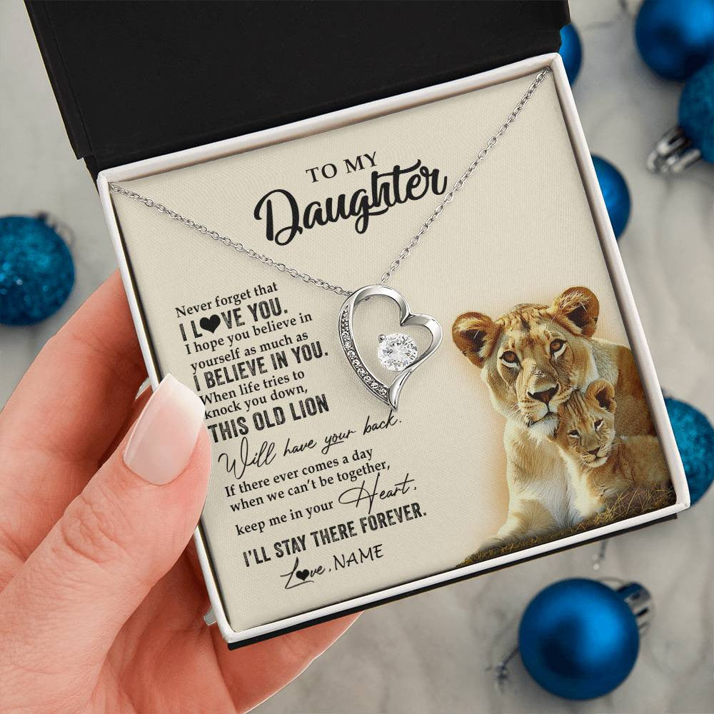 Personalized To My Daughter Necklace From Mom Mother This Old Lion Never Forget I Love You Daughter Jewelry Birthday Christmas Customized Gift Box Message Card