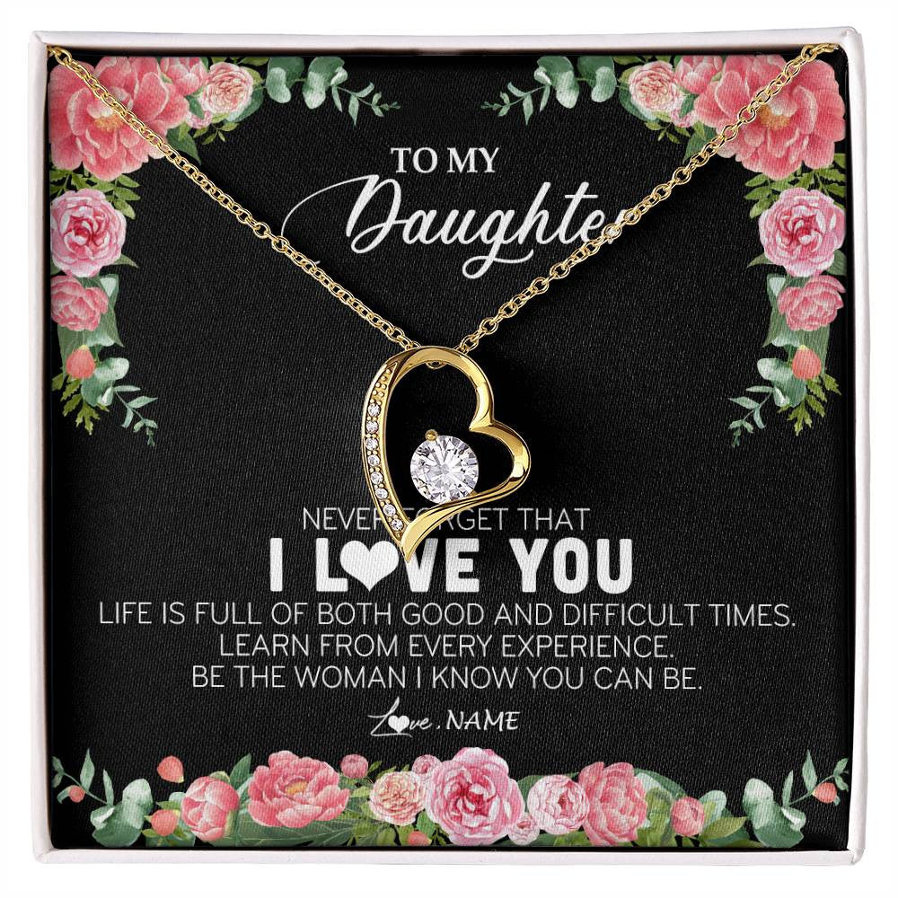Personalized To My Daughter Necklace from Dad Father Never Forget I Love You Floral Jewelry for Daughter Birthday Graduation Christmas Customized Message Card
