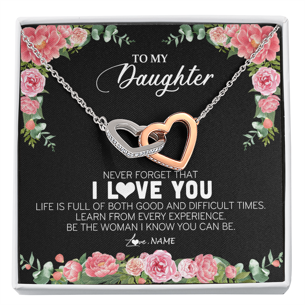Personalized To My Daughter Necklace from Dad Father Never Forget I Love You Floral Jewelry for Daughter Birthday Graduation Christmas Customized Message Card