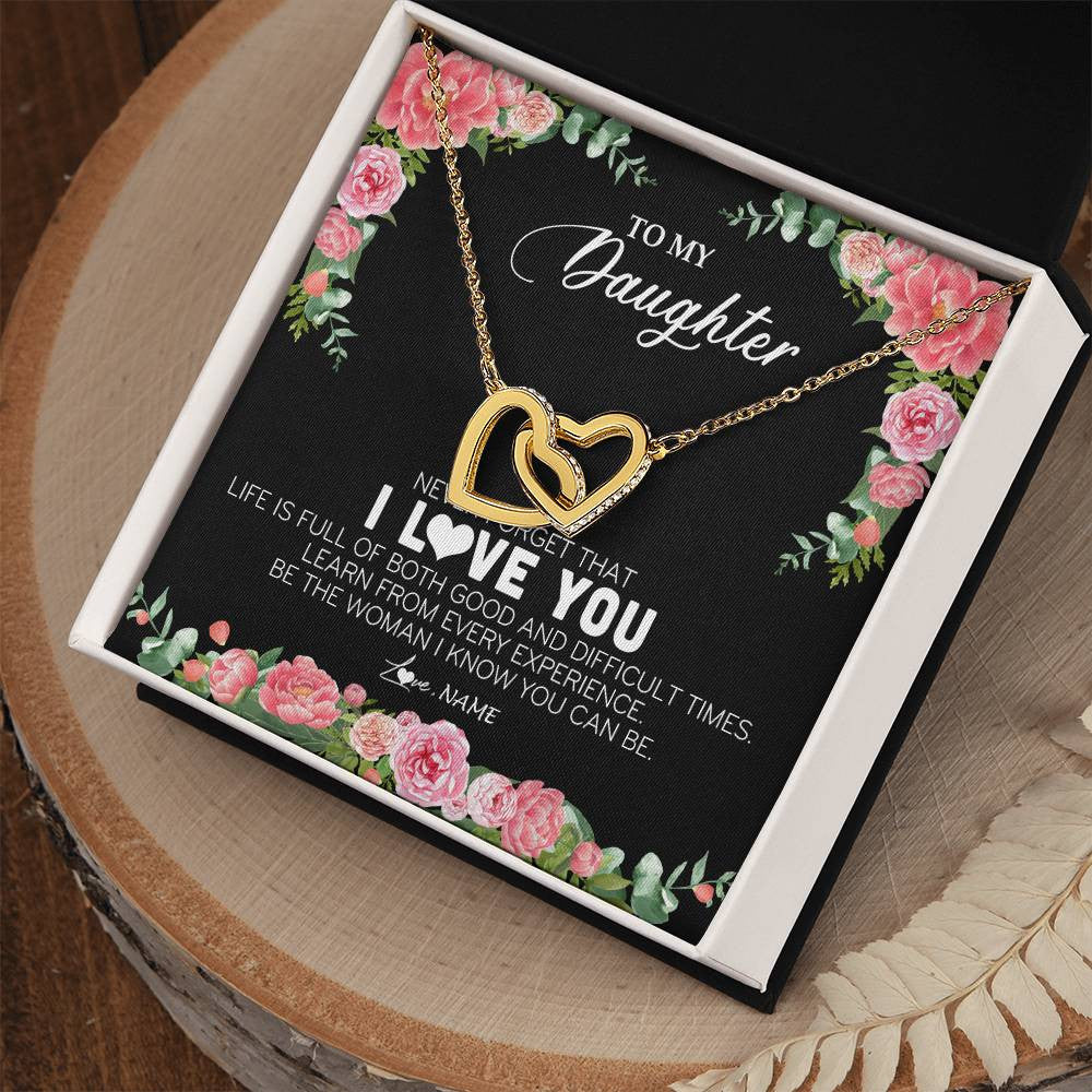 Personalized To My Daughter Necklace from Dad Father Never Forget I Love You Floral Jewelry for Daughter Birthday Graduation Christmas Customized Message Card
