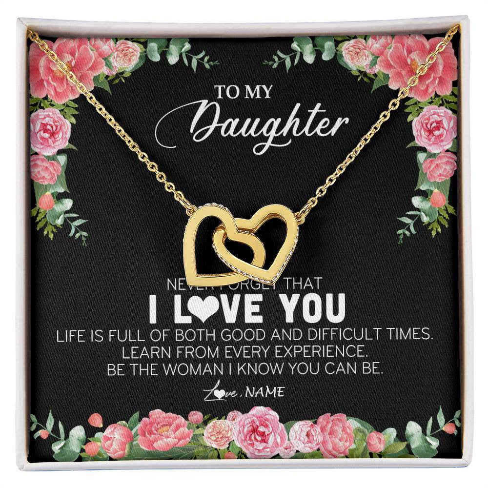 Personalized To My Daughter Necklace from Dad Father Never Forget I Love You Floral Jewelry for Daughter Birthday Graduation Christmas Customized Message Card