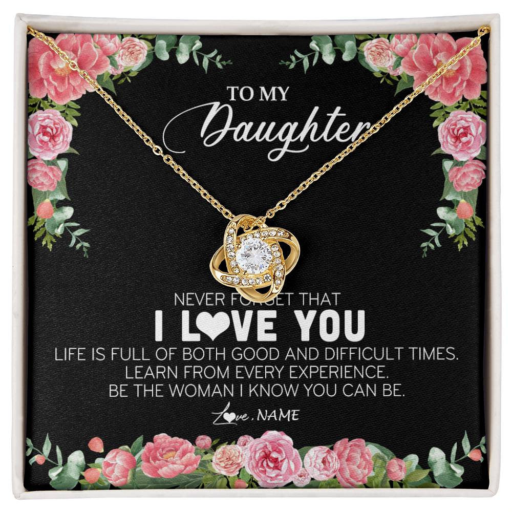 Personalized To My Daughter Necklace from Dad Father Never Forget I Love You Floral Jewelry for Daughter Birthday Graduation Christmas Customized Message Card
