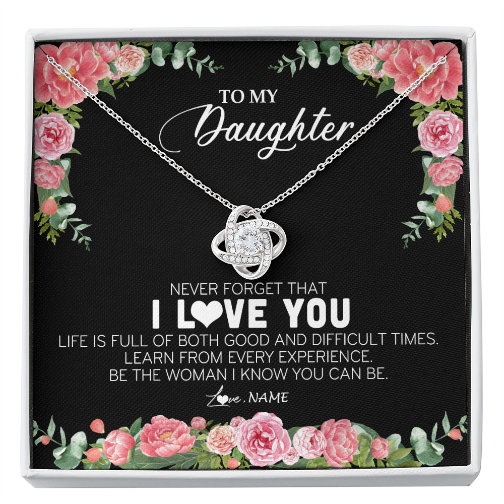 Personalized To My Daughter Necklace from Dad Father Never Forget I Love You Floral Jewelry for Daughter Birthday Graduation Christmas Customized Message Card
