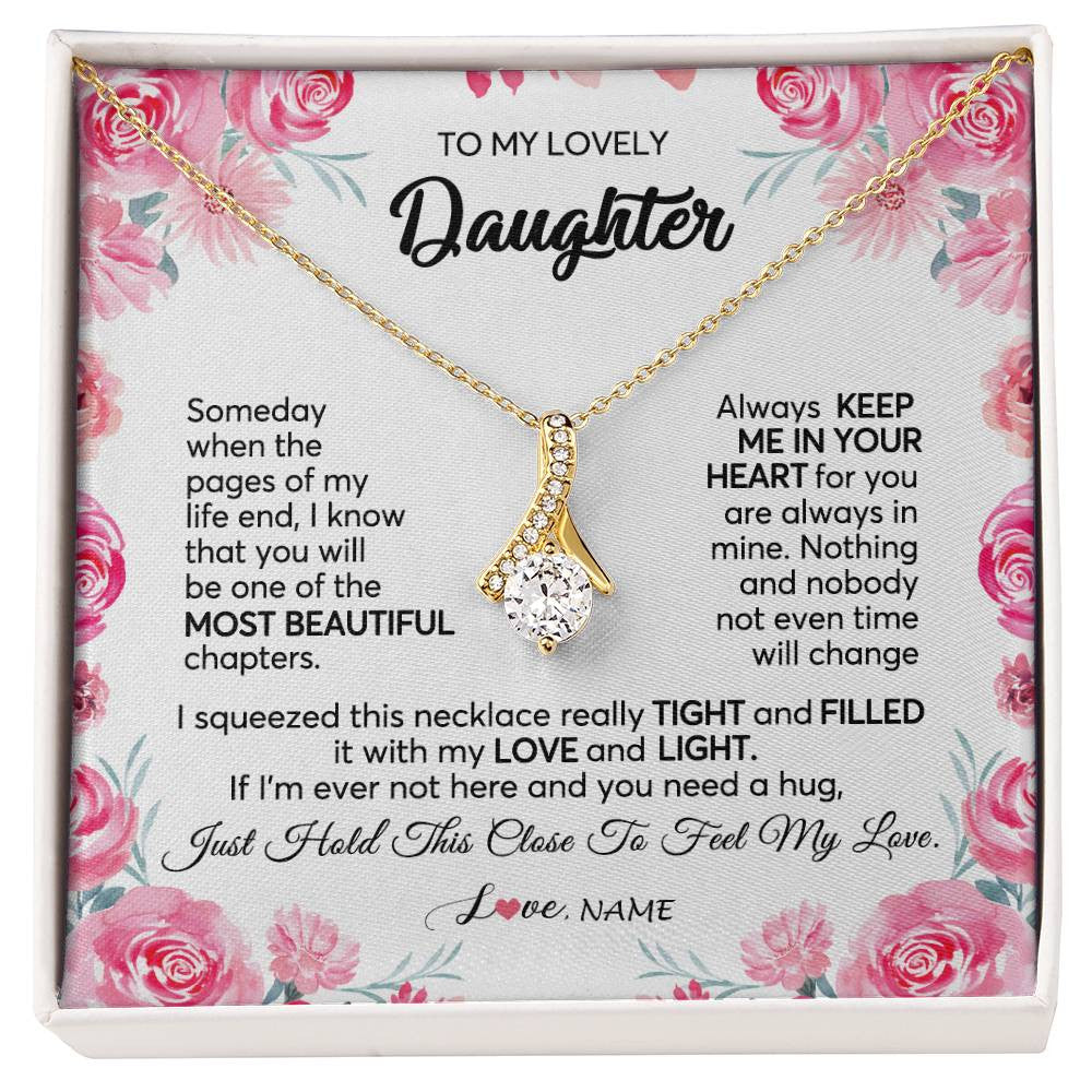 Personalized To My Daughter Necklace from Mom Dad Always Keep Me in Your Heart Daughter Birthday Graduation Christmas Customized Gift Box Message Card