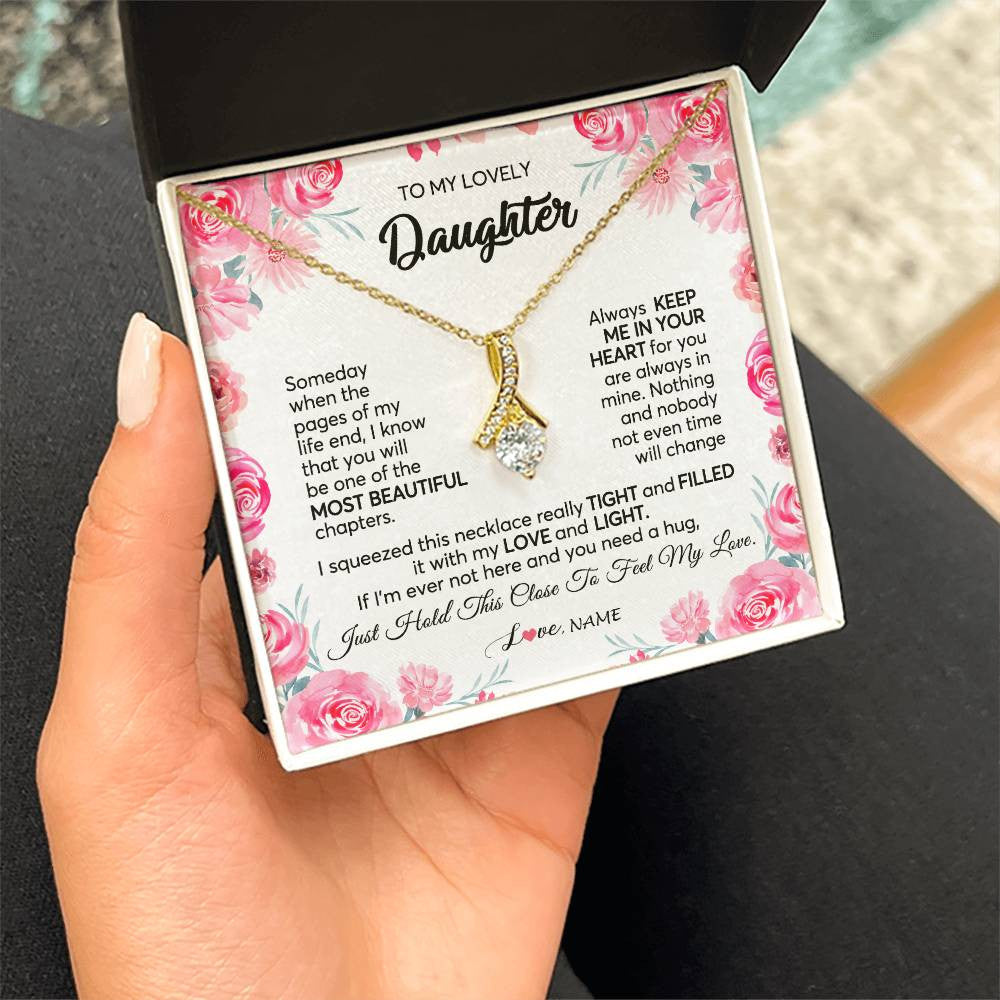 Personalized To My Daughter Necklace from Mom Dad Always Keep Me in Your Heart Daughter Birthday Graduation Christmas Customized Gift Box Message Card