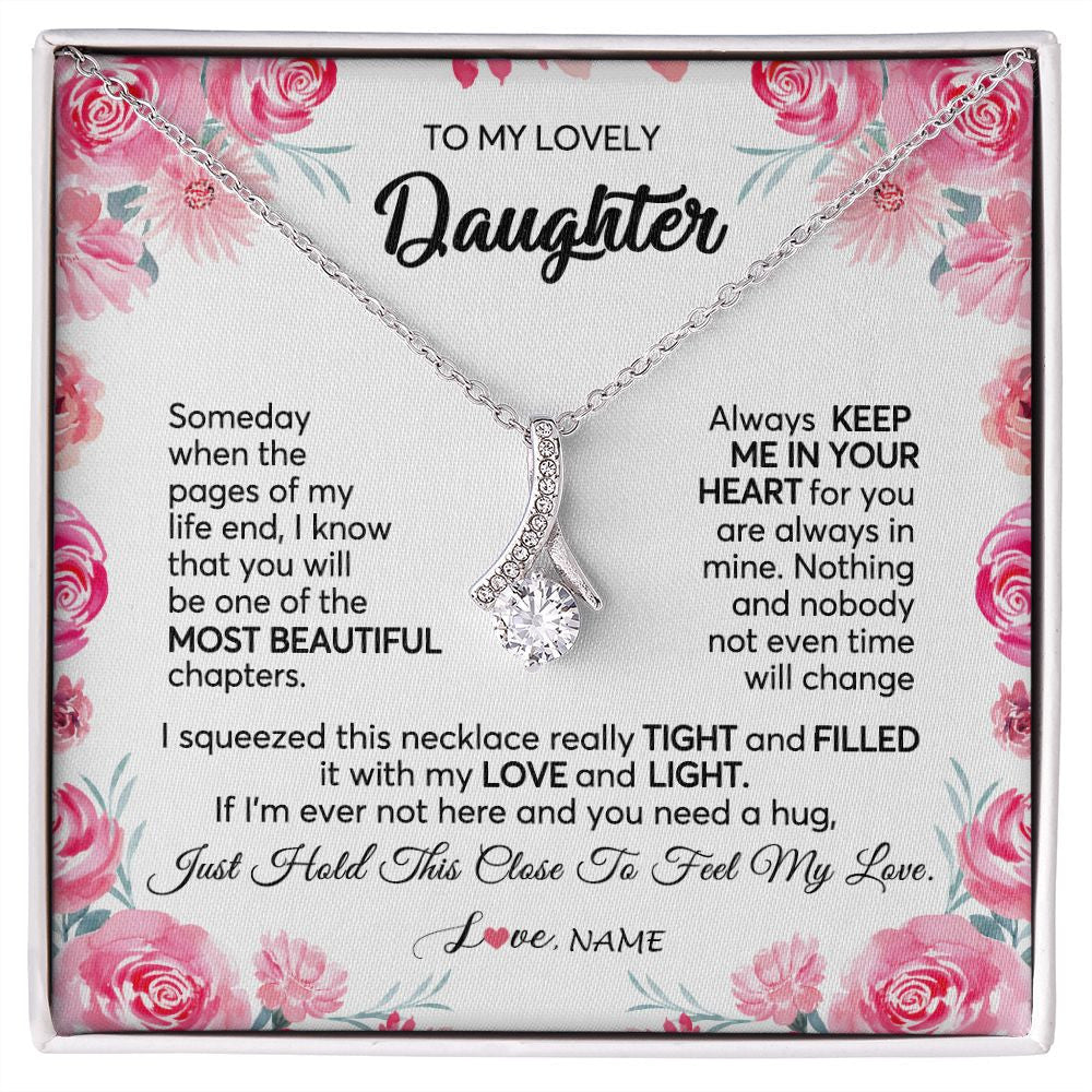 Personalized To My Daughter Necklace from Mom Dad Always Keep Me in Your Heart Daughter Birthday Graduation Christmas Customized Gift Box Message Card