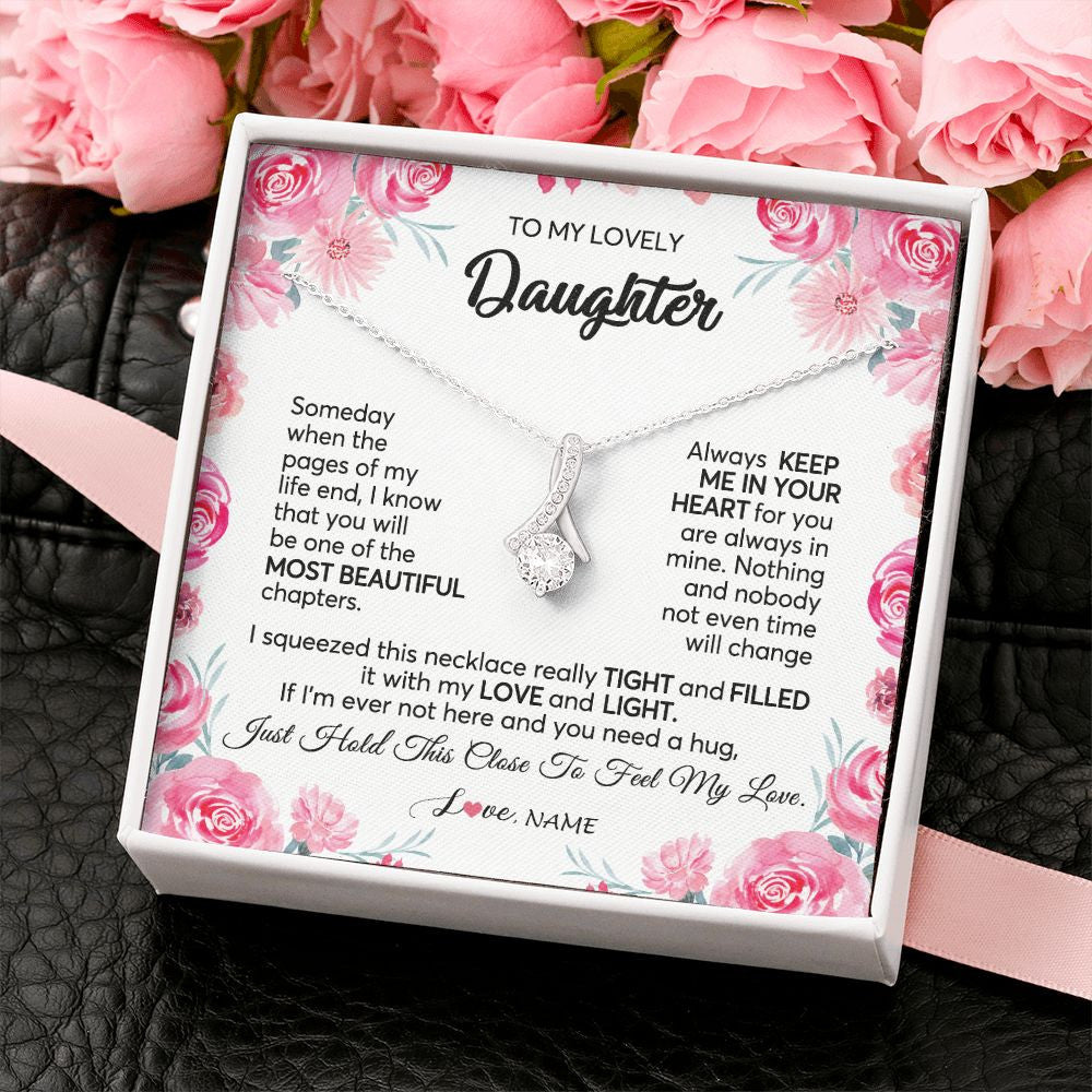 Personalized To My Daughter Necklace from Mom Dad Always Keep Me in Your Heart Daughter Birthday Graduation Christmas Customized Gift Box Message Card