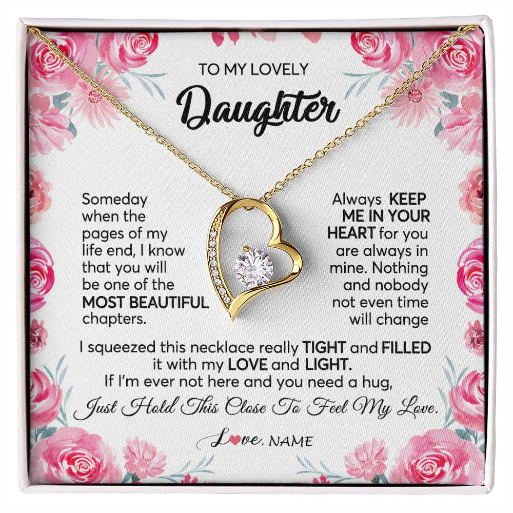 Personalized To My Daughter Necklace from Mom Dad Always Keep Me in Your Heart Daughter Birthday Graduation Christmas Customized Gift Box Message Card
