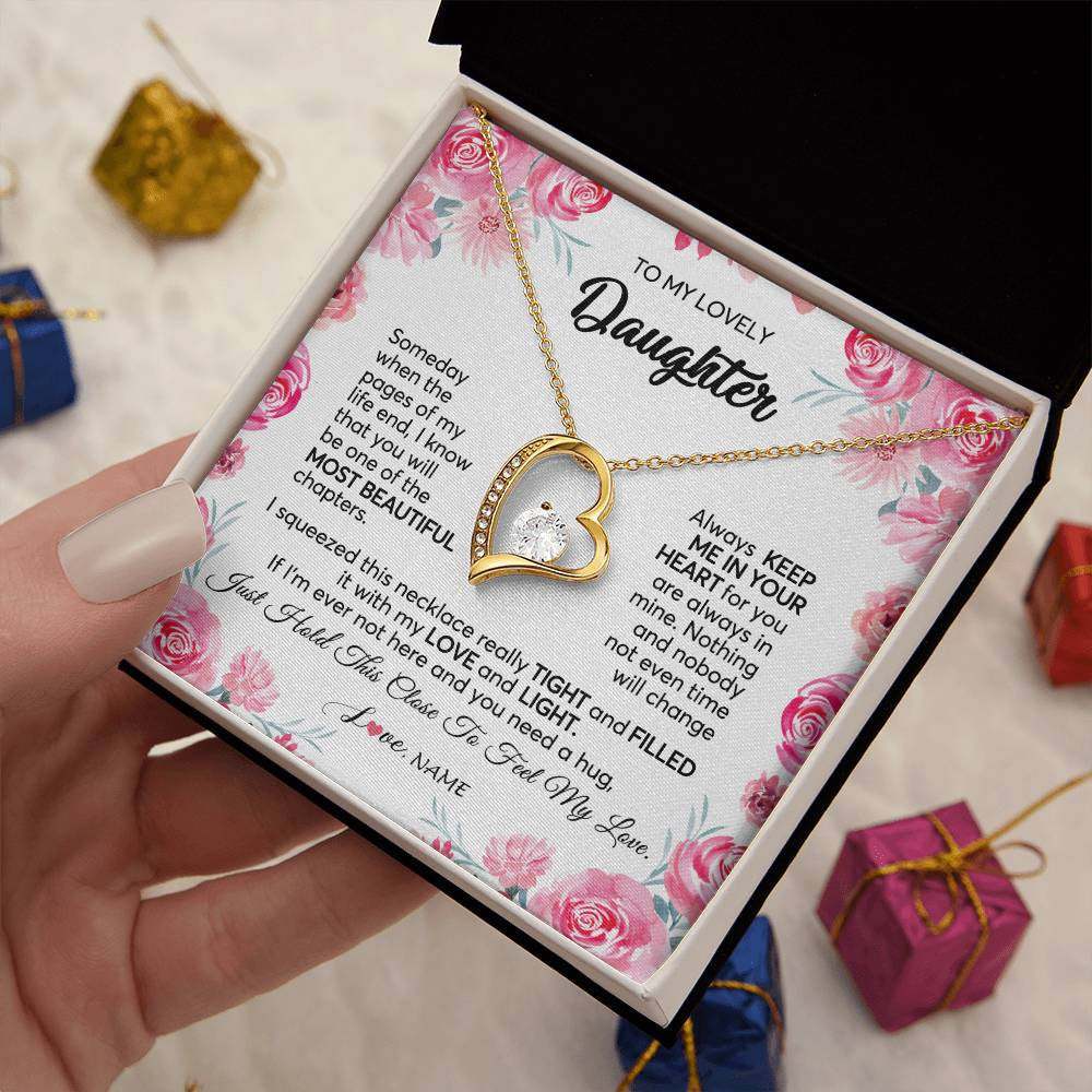 Personalized To My Daughter Necklace from Mom Dad Always Keep Me in Your Heart Daughter Birthday Graduation Christmas Customized Gift Box Message Card