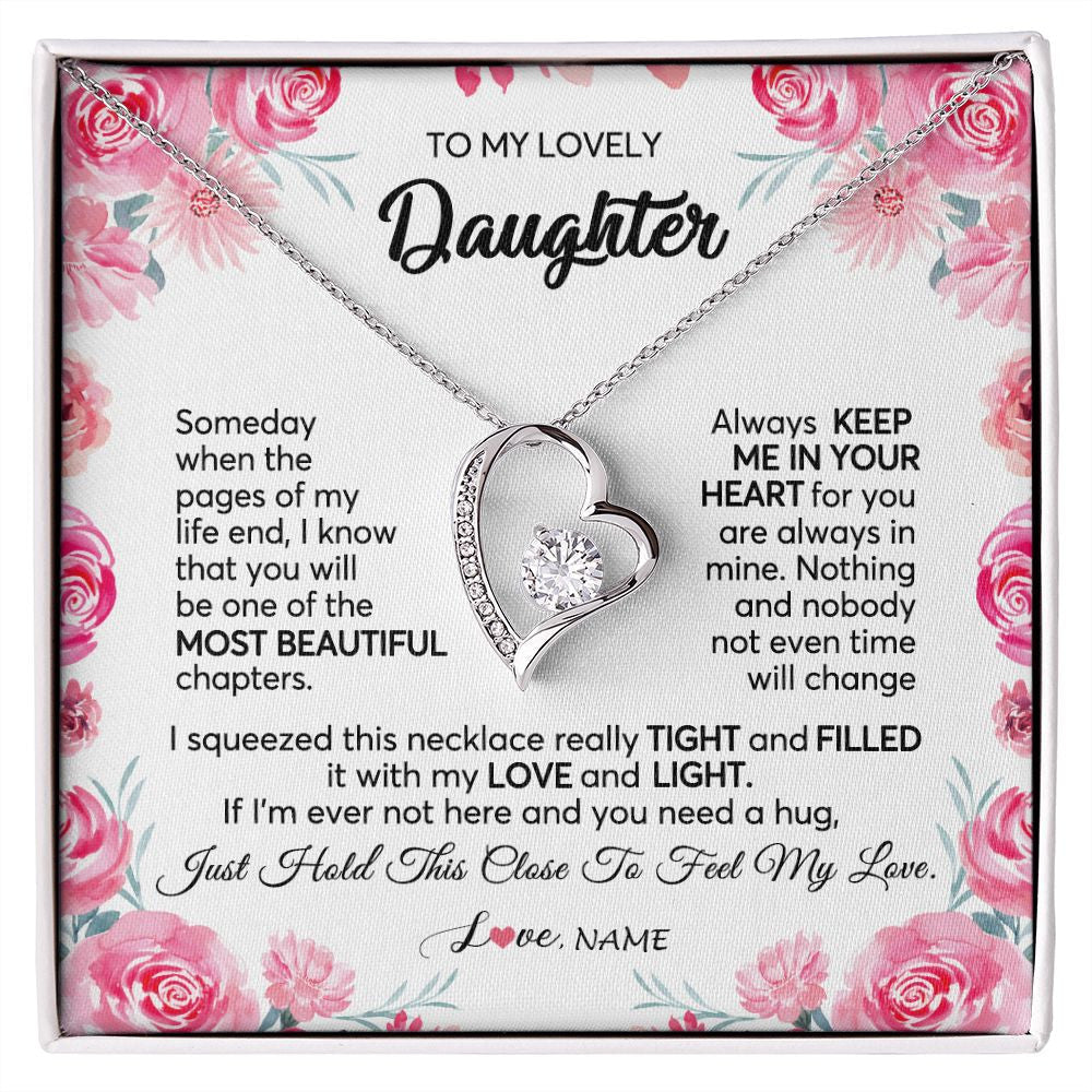 Personalized To My Daughter Necklace from Mom Dad Always Keep Me in Your Heart Daughter Birthday Graduation Christmas Customized Gift Box Message Card
