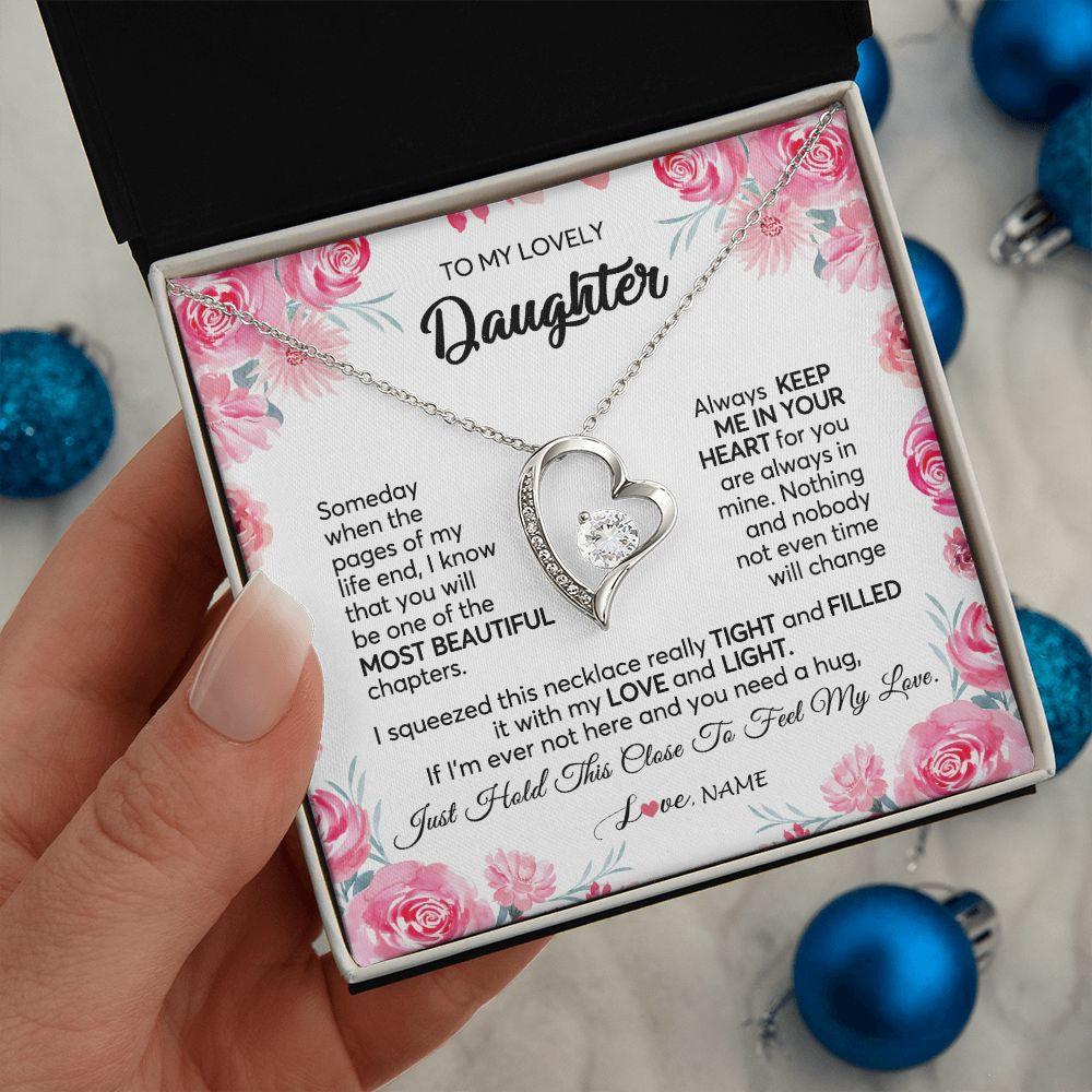 Personalized To My Daughter Necklace from Mom Dad Always Keep Me in Your Heart Daughter Birthday Graduation Christmas Customized Gift Box Message Card