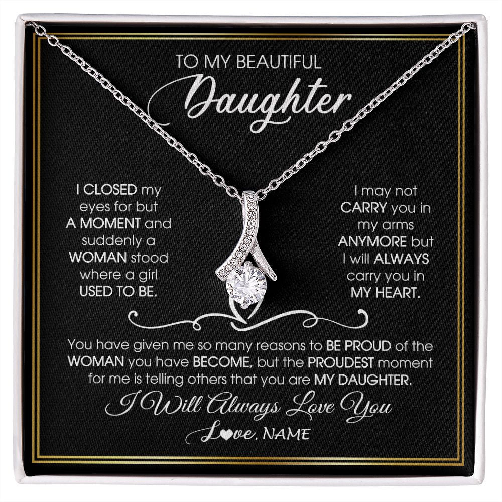 Personalized To My Daughter Necklace from Mom Mother Dad I Closed My Eyes For A Moment Daughter Birthday Graduation Christmas Customized Gift Box Message Card
