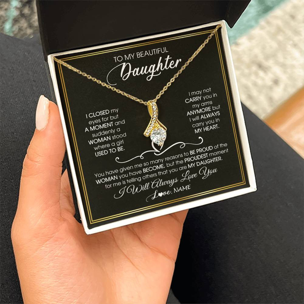 Personalized To My Daughter Necklace from Mom Mother Dad I Closed My Eyes For A Moment Daughter Birthday Graduation Christmas Customized Gift Box Message Card