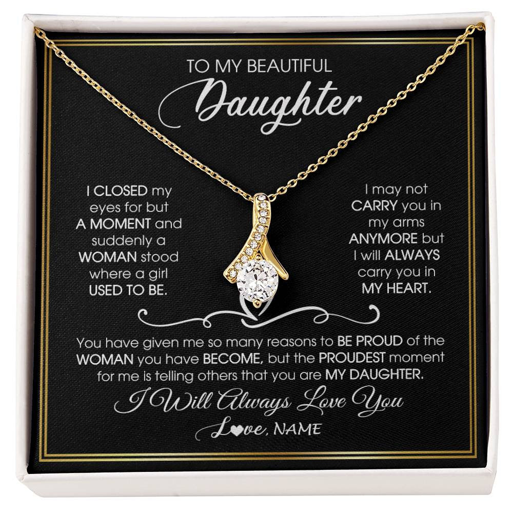 Personalized To My Daughter Necklace from Mom Mother Dad I Closed My Eyes For A Moment Daughter Birthday Graduation Christmas Customized Gift Box Message Card