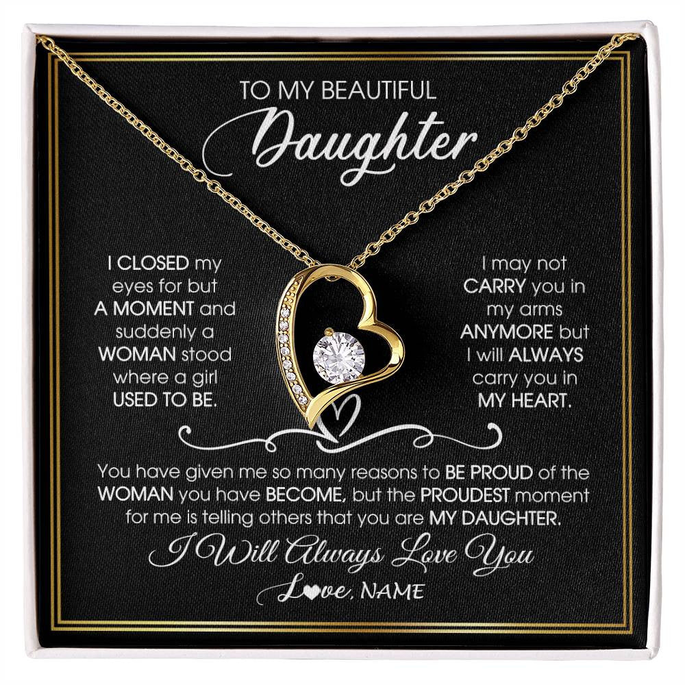 Personalized To My Daughter Necklace from Mom Mother Dad I Closed My Eyes For A Moment Daughter Birthday Graduation Christmas Customized Gift Box Message Card