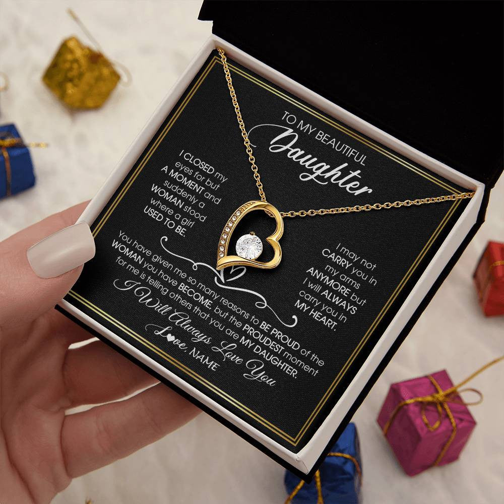 Personalized To My Daughter Necklace from Mom Mother Dad I Closed My Eyes For A Moment Daughter Birthday Graduation Christmas Customized Gift Box Message Card