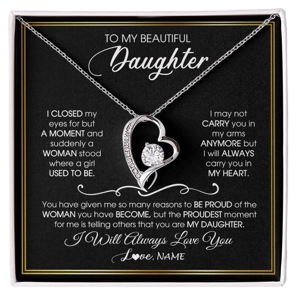 Personalized To My Daughter Necklace from Mom Mother Dad I Closed My Eyes For A Moment Daughter Birthday Graduation Christmas Customized Gift Box Message Card