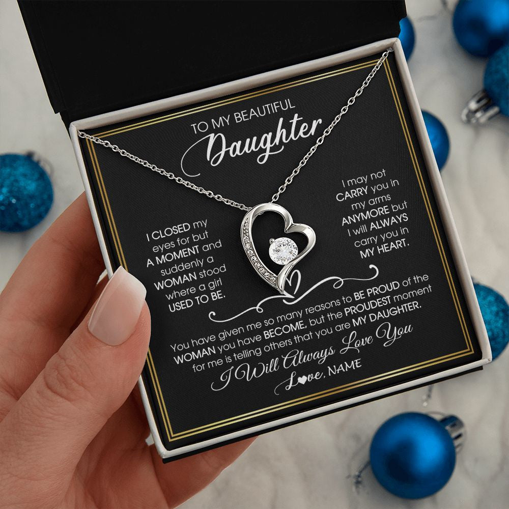 Personalized To My Daughter Necklace from Mom Mother Dad I Closed My Eyes For A Moment Daughter Birthday Graduation Christmas Customized Gift Box Message Card