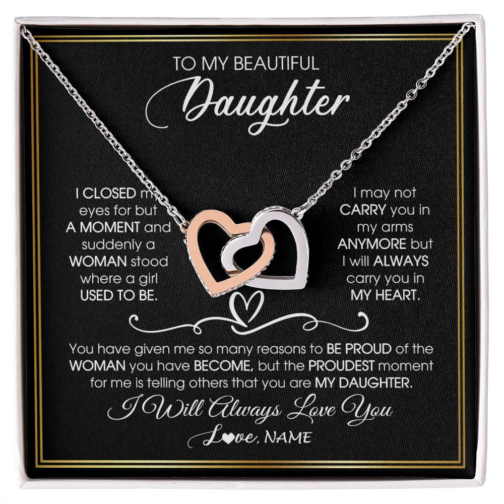 Personalized To My Daughter Necklace from Mom Mother Dad I Closed My Eyes For A Moment Daughter Birthday Graduation Christmas Customized Gift Box Message Card