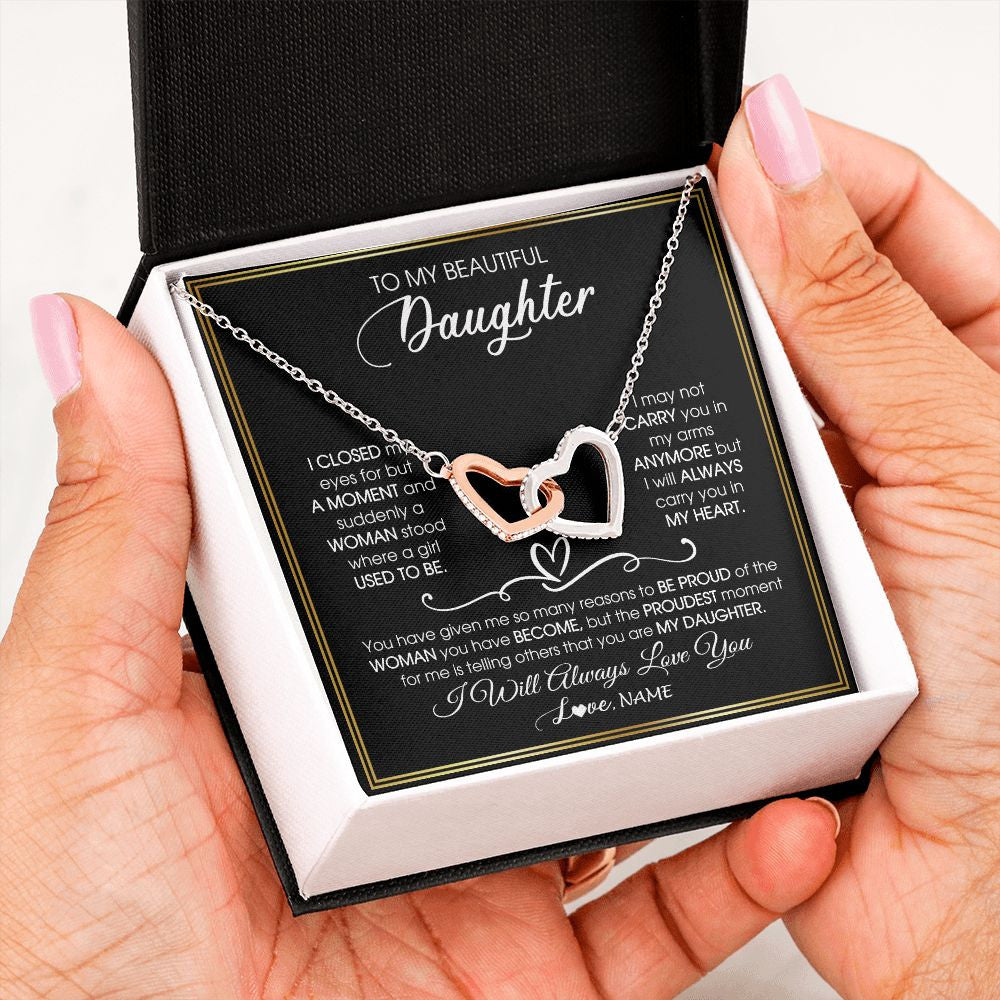 Personalized To My Daughter Necklace from Mom Mother Dad I Closed My Eyes For A Moment Daughter Birthday Graduation Christmas Customized Gift Box Message Card