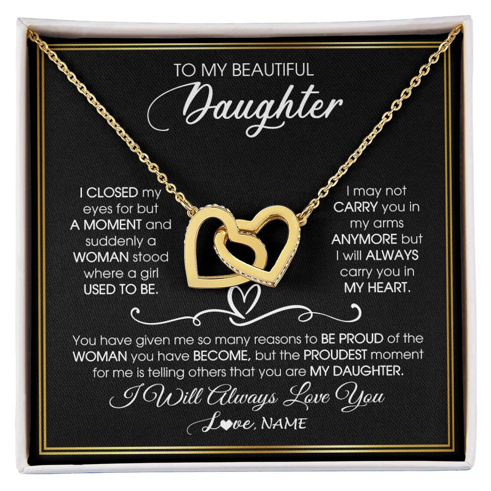 Personalized To My Daughter Necklace from Mom Mother Dad I Closed My Eyes For A Moment Daughter Birthday Graduation Christmas Customized Gift Box Message Card