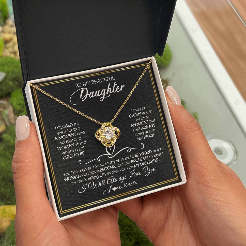 Personalized To My Daughter Necklace from Mom Mother Dad I Closed My Eyes For A Moment Daughter Birthday Graduation Christmas Customized Gift Box Message Card