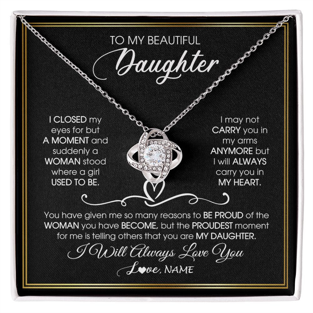 Personalized To My Daughter Necklace from Mom Mother Dad I Closed My Eyes For A Moment Daughter Birthday Graduation Christmas Customized Gift Box Message Card