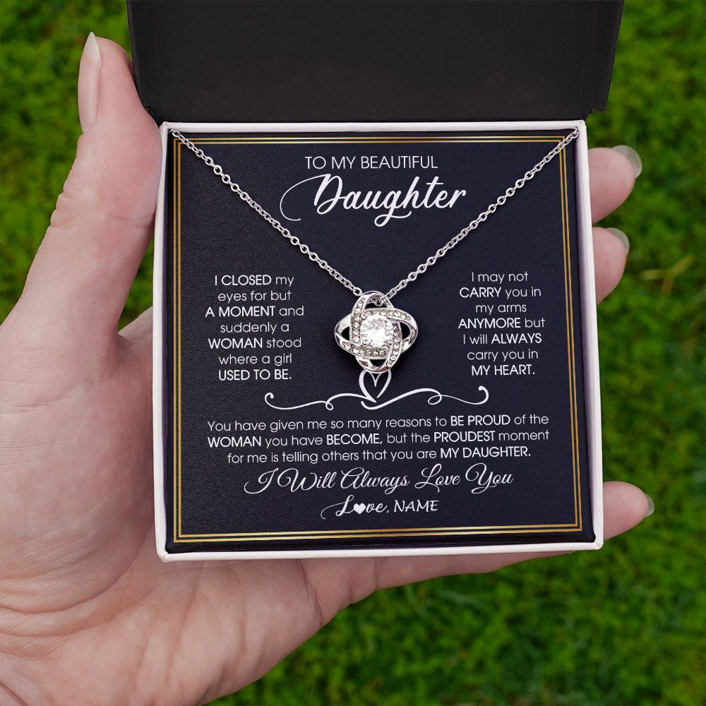 Personalized To My Daughter Necklace from Mom Mother Dad I Closed My Eyes For A Moment Daughter Birthday Graduation Christmas Customized Gift Box Message Card