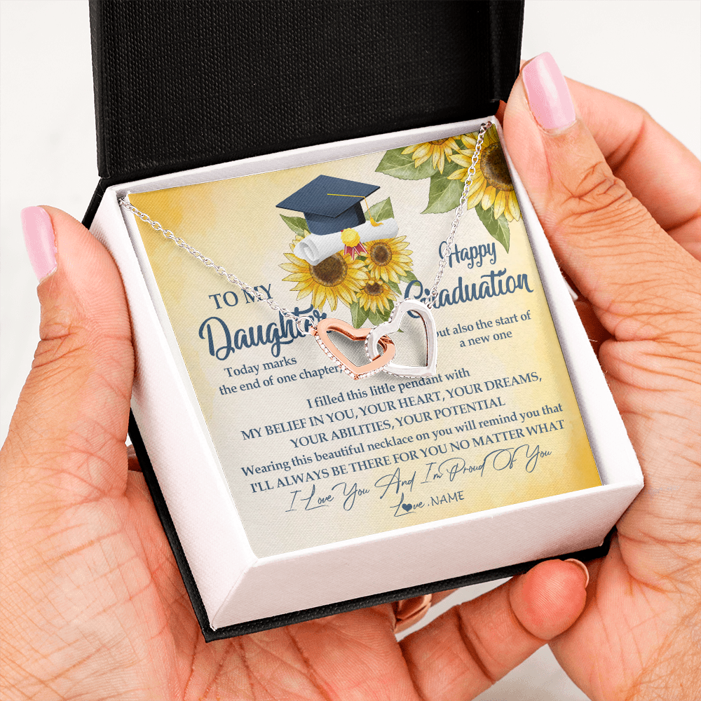 Personalized To My Daughter On Her Graduation Day Necklace Flower I Love You I'm Proud Of You Class of 2025 Daughter Jewelry Customized Gift Box Message Card