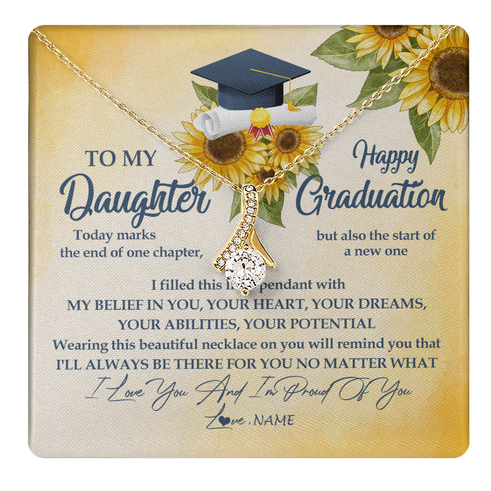 Personalized To My Daughter On Her Graduation Day Necklace Flower I Love You I'm Proud Of You Class of 2025 Daughter Jewelry Customized Gift Box Message Card