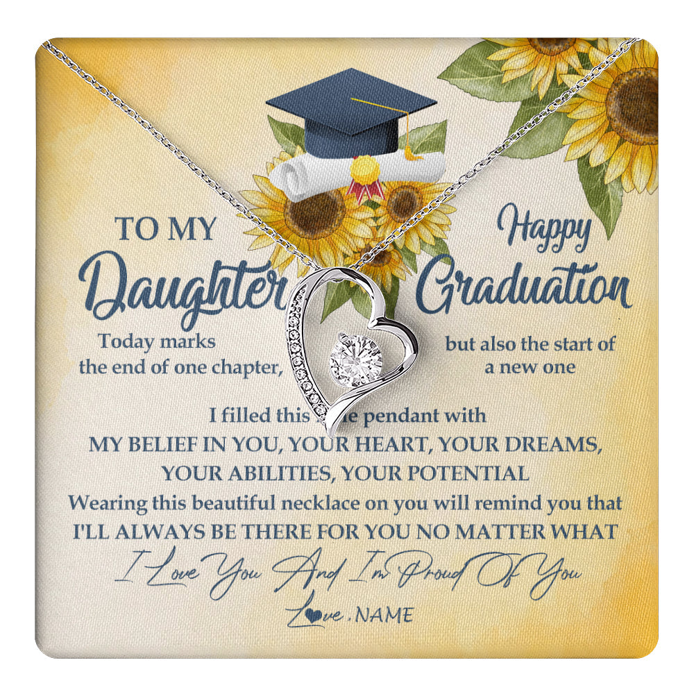 Personalized To My Daughter On Her Graduation Day Necklace Flower I Love You I'm Proud Of You Class of 2025 Daughter Jewelry Customized Gift Box Message Card